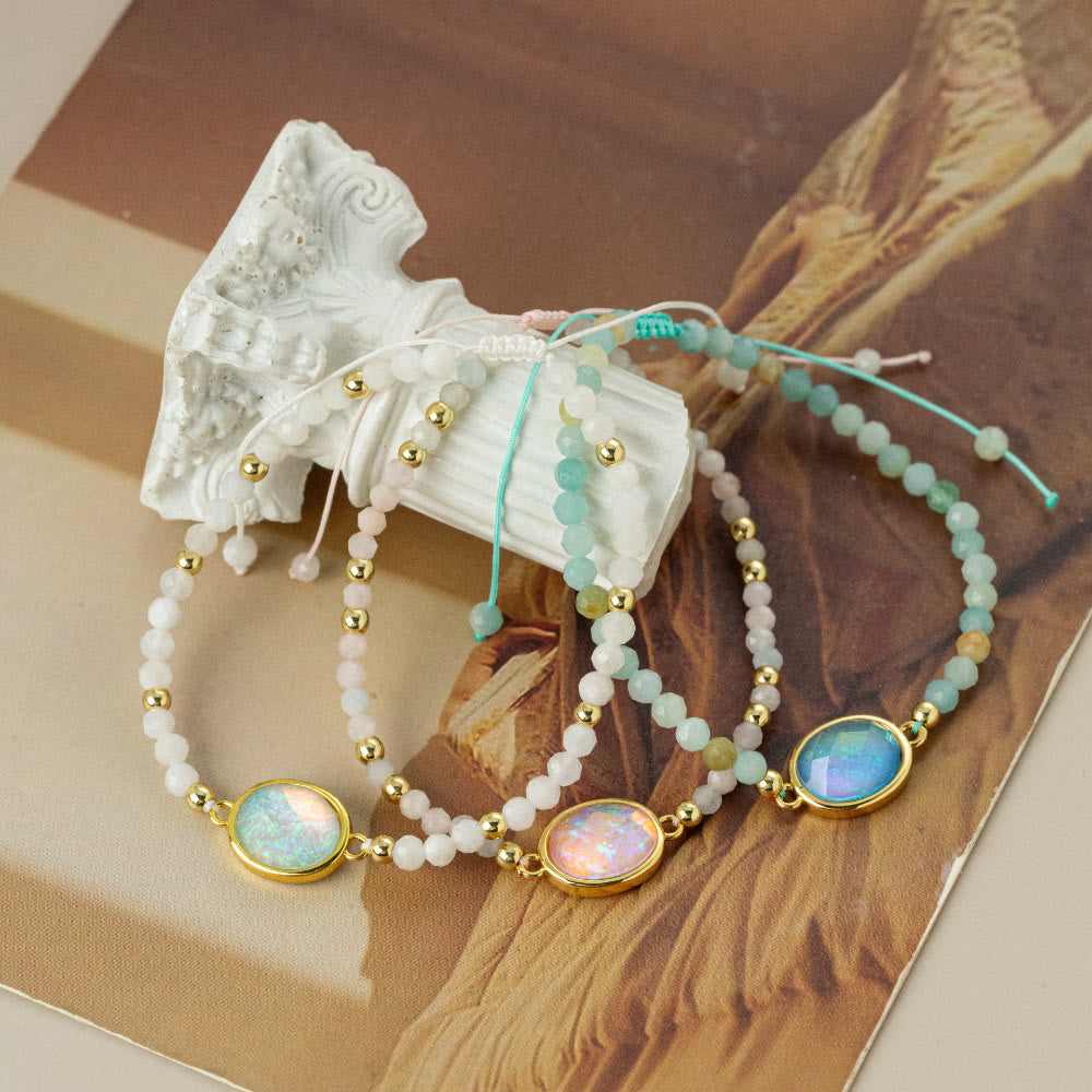 Olivenorma Natural Crystal Beads Colored Opal Pendant Bracelet