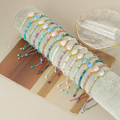 Olivenorma Natural Crystal Beads Colored Opal Pendant Bracelet