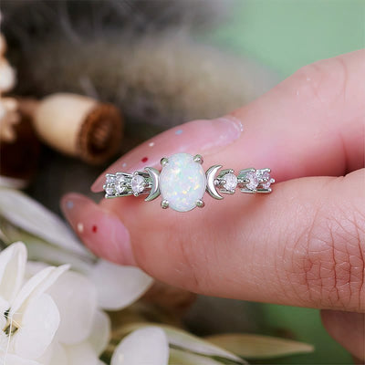 Olivenorma Natural Opal Double Moon Ring