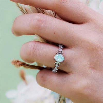 Olivenorma Natural Opal Double Moon Ring