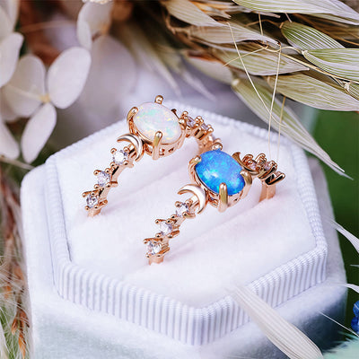 Olivenorma Natural Opal Double Moon Ring