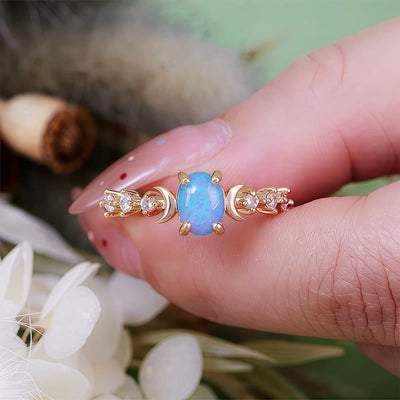 Olivenorma Natural Opal Double Moon Ring