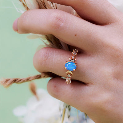 Olivenorma Natural Opal Double Moon Ring