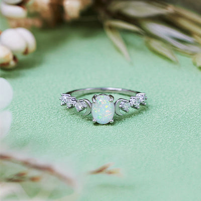 Olivenorma Natural Opal Double Moon Ring