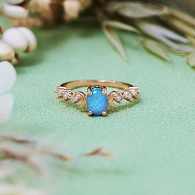 Olivenorma Natural Opal Double Moon Ring
