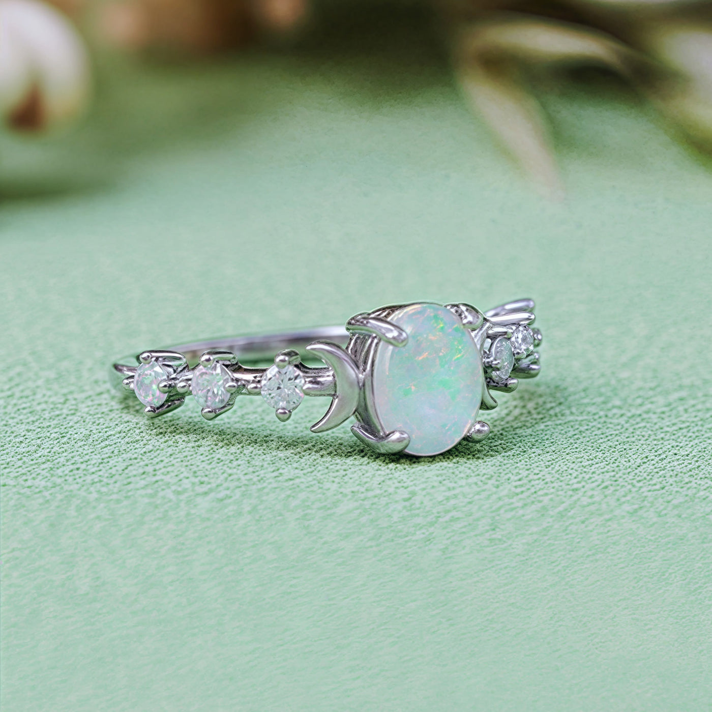 Olivenorma Natural Opal Double Moon Ring