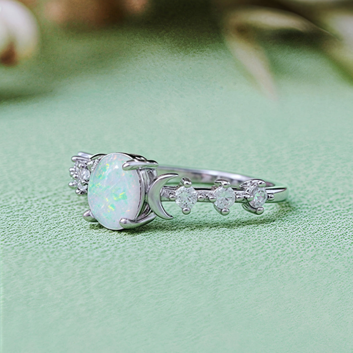 Olivenorma Natural Opal Double Moon Ring