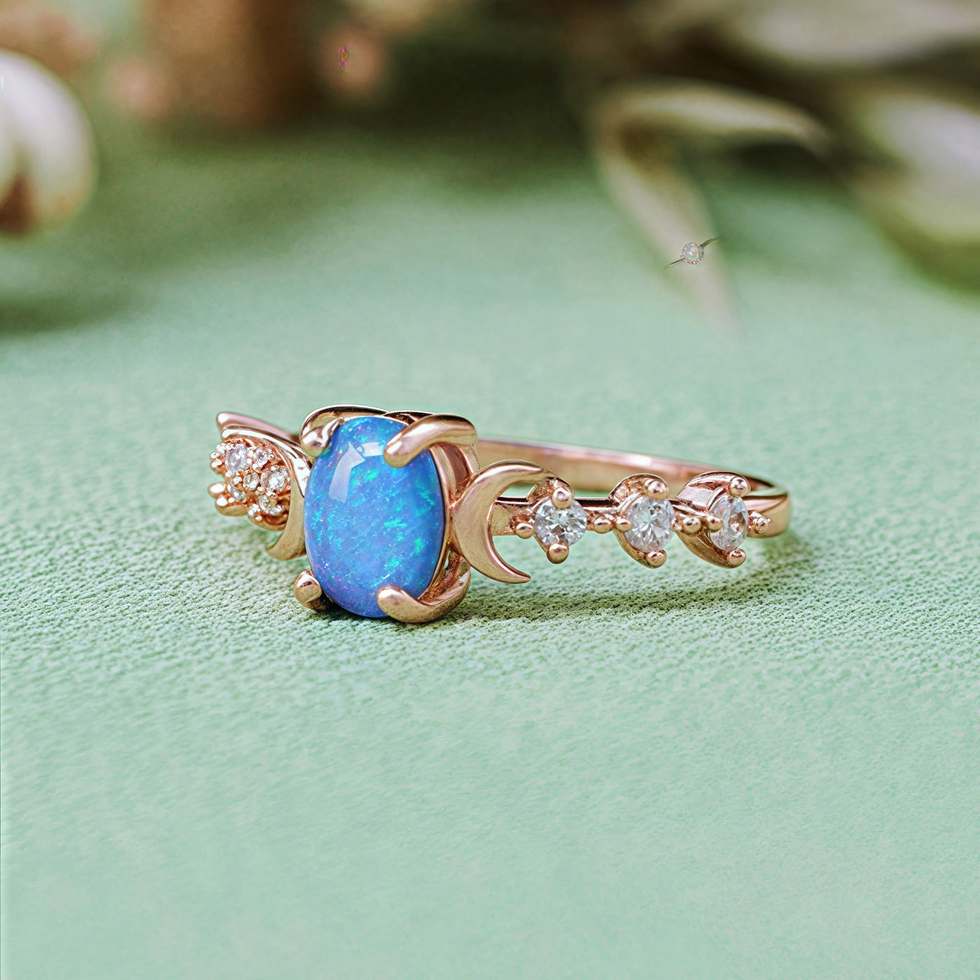 Olivenorma Natural Opal Double Moon Ring