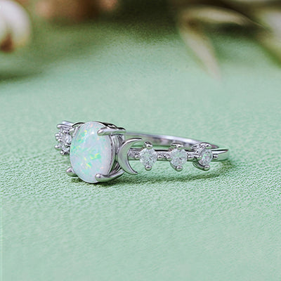 Olivenorma Natural Opal Double Moon Ring