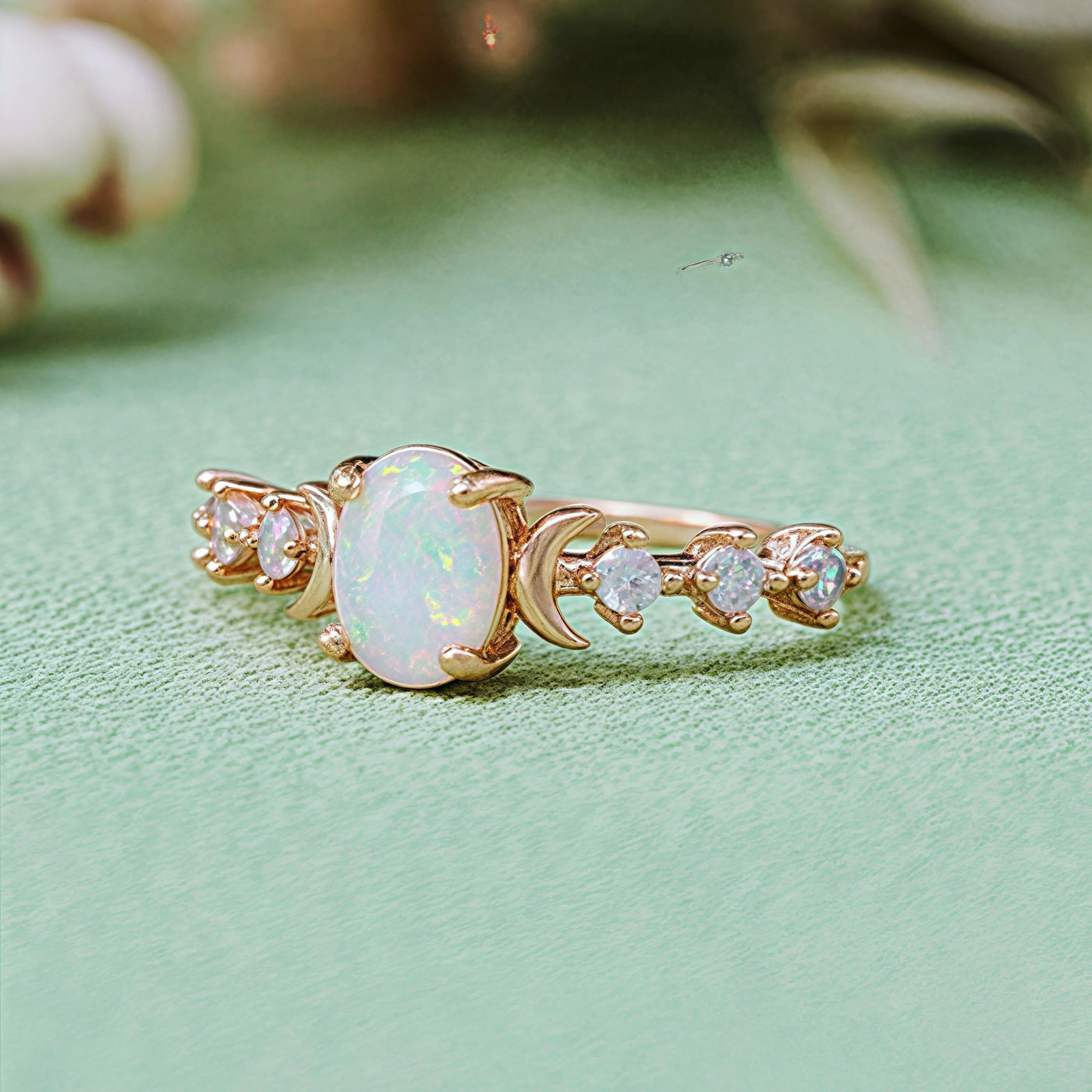 Olivenorma Natural Opal Double Moon Ring
