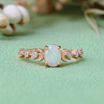 Olivenorma Natural Opal Double Moon Ring