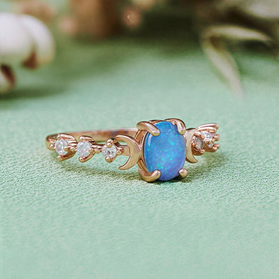 Olivenorma Natural Opal Double Moon Ring