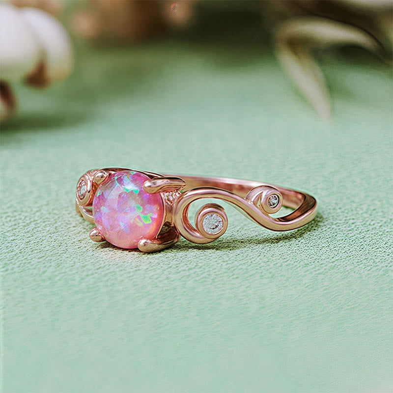 Olivenorma Natural White Purple Opal Vine Ring