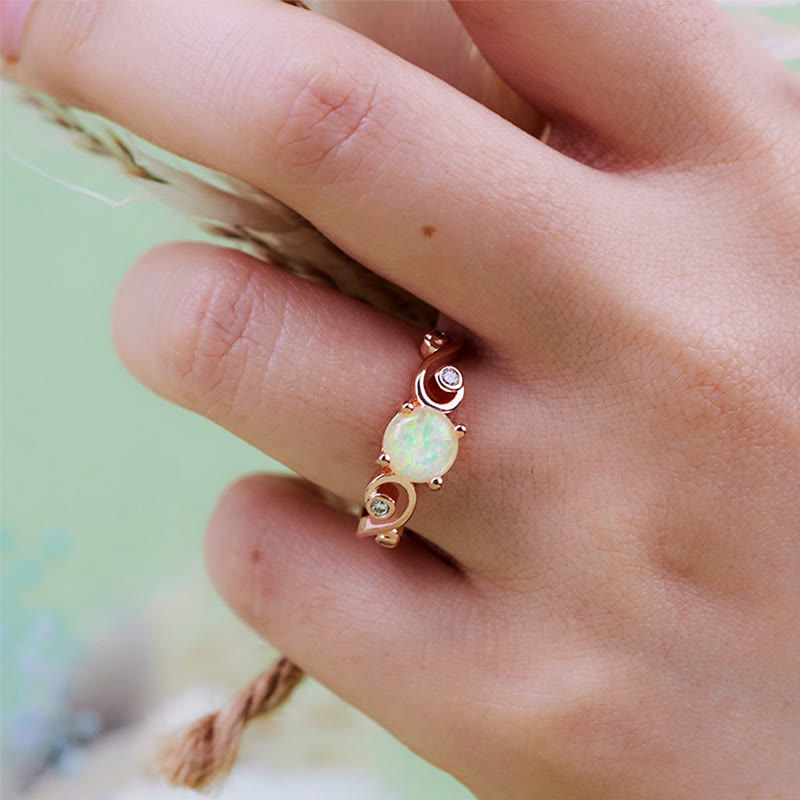 Olivenorma Natural White Purple Opal Vine Ring