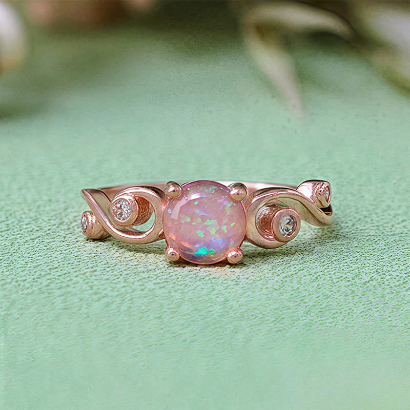 Olivenorma Natural White Purple Opal Vine Ring