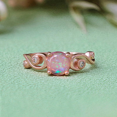 Olivenorma Natural White Purple Opal Vine Ring