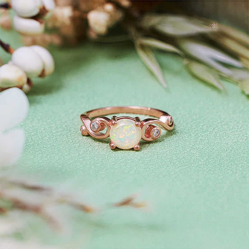 Olivenorma Natural White Purple Opal Vine Ring