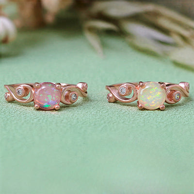 Olivenorma Natural White Purple Opal Vine Ring