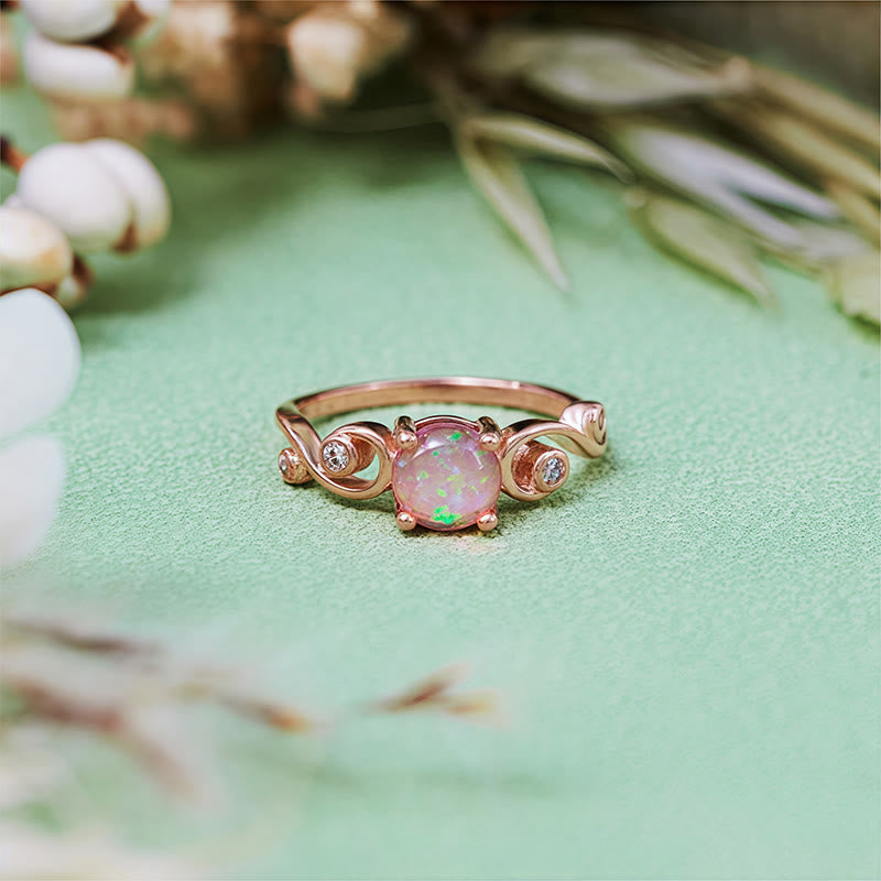 Olivenorma Natural White Purple Opal Vine Ring