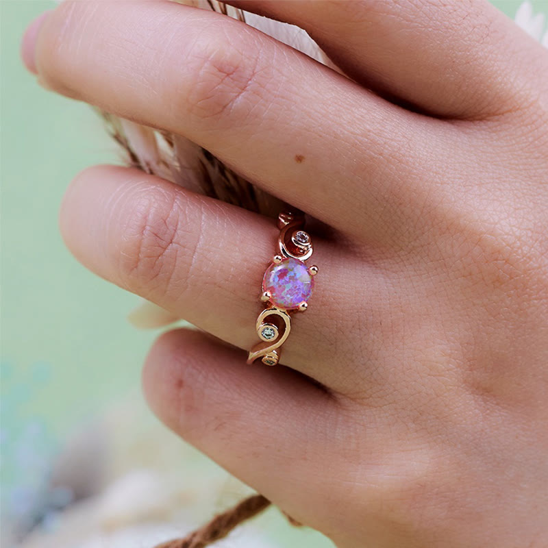 Olivenorma Natural White Purple Opal Vine Ring