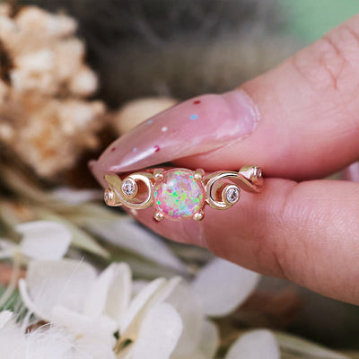 Olivenorma Natural White Purple Opal Vine Ring