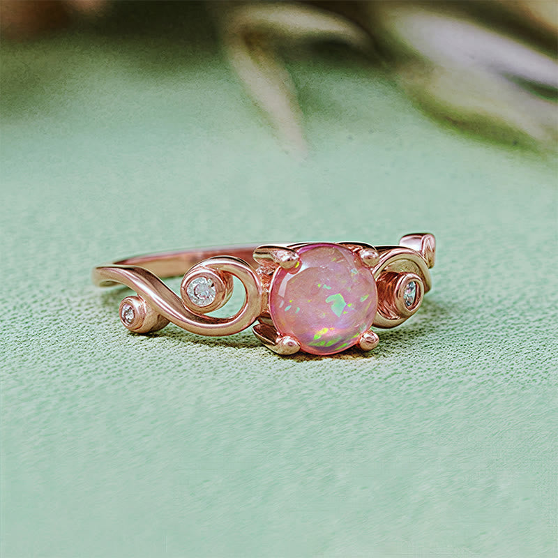Olivenorma Natural White Purple Opal Vine Ring