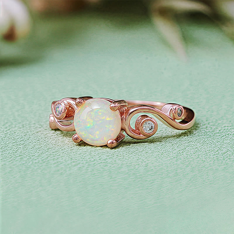Olivenorma Natural White Purple Opal Vine Ring
