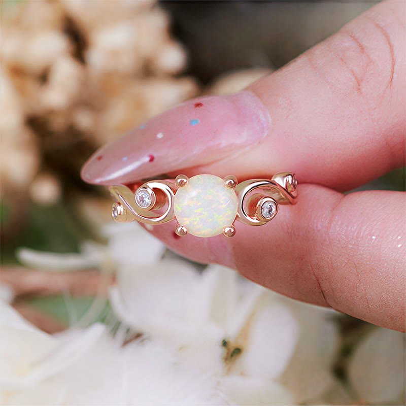 Olivenorma Natural White Purple Opal Vine Ring
