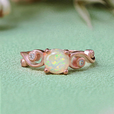 Olivenorma Natural White Purple Opal Vine Ring