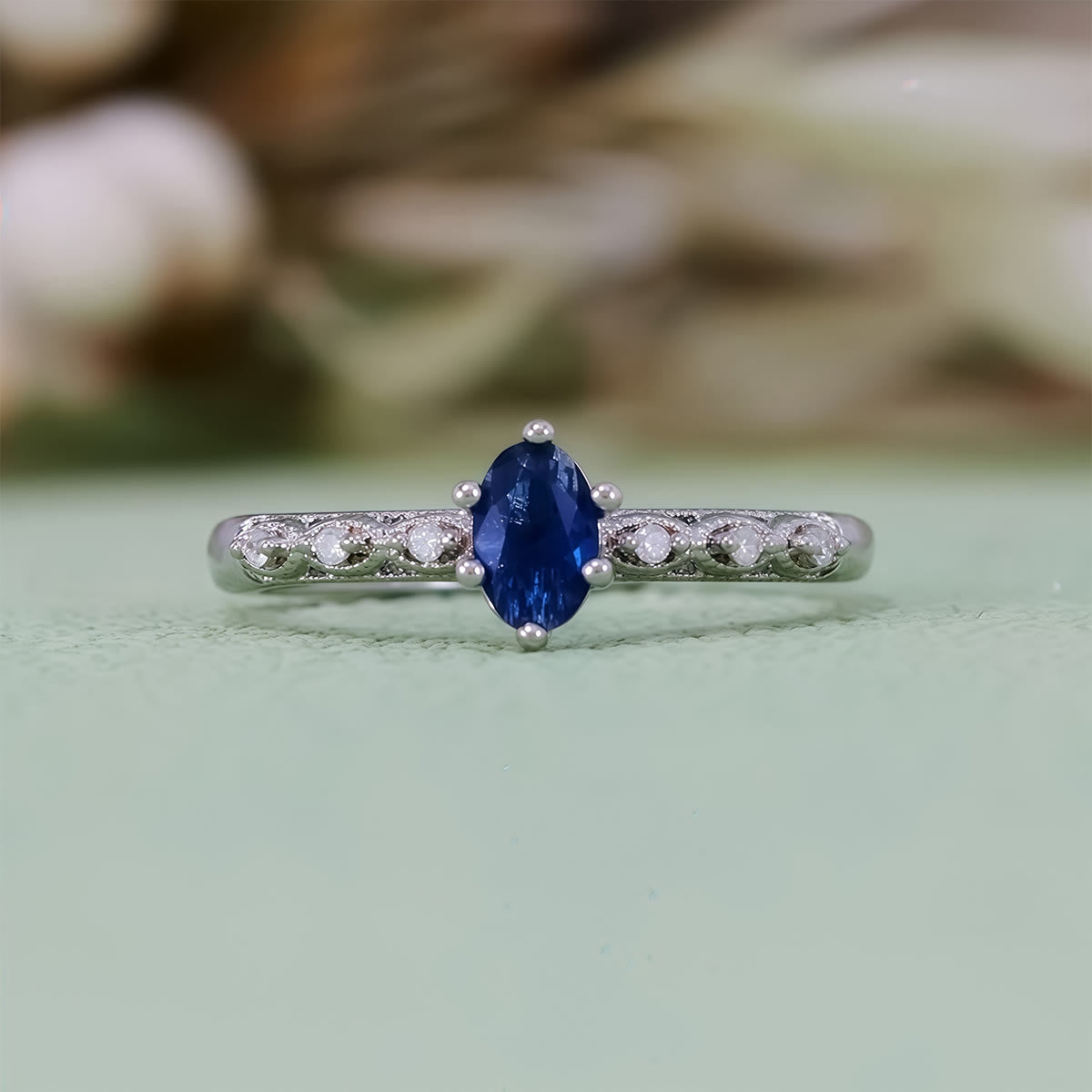 Olivenorma Retro Exquisite Oval Cut Sapphire Ring