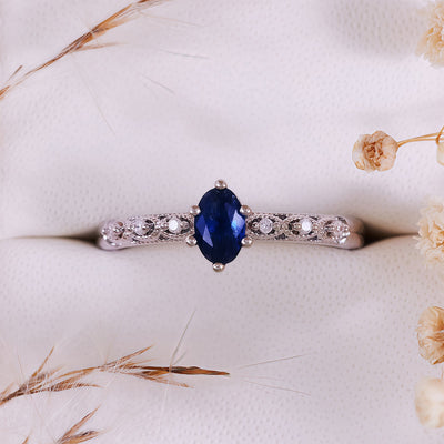 Olivenorma Retro Exquisite Oval Cut Sapphire Ring