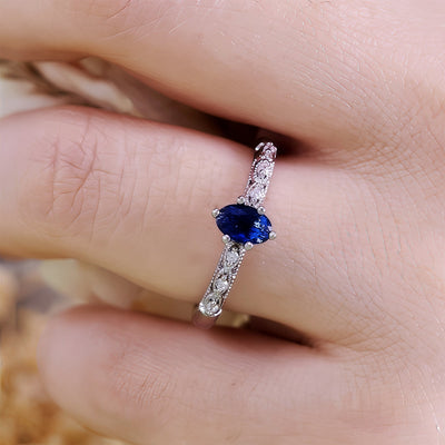Olivenorma Retro Exquisite Oval Cut Sapphire Ring
