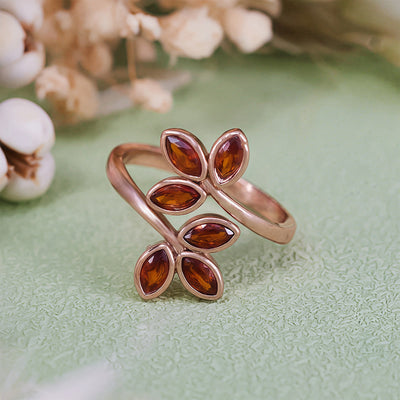 Olivenorma Garnet Leaf Shape Adjustable Ring