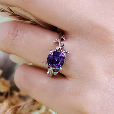 Olivenorma Square Cut Amethyst Leaf Wrap Ring