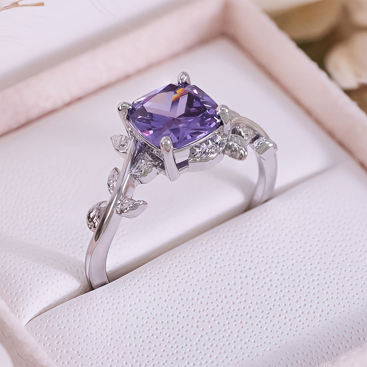 Olivenorma Square Cut Amethyst Leaf Wrap Ring