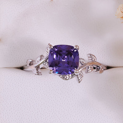 Olivenorma Square Cut Amethyst Leaf Wrap Ring