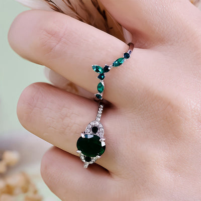 Olivenorma Emerald Crown Two-Piece Ring Set
