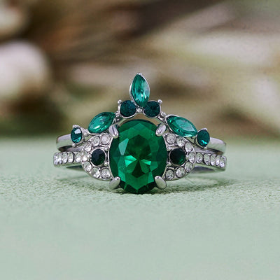 Olivenorma Emerald Crown Two-Piece Ring Set