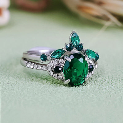 Olivenorma Emerald Crown Two-Piece Ring Set