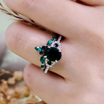 Olivenorma Emerald Crown Two-Piece Ring Set