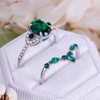 Olivenorma Emerald Crown Two-Piece Ring Set