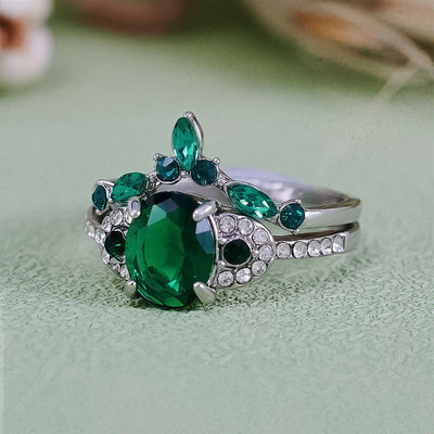 Olivenorma Emerald Crown Two-Piece Ring Set