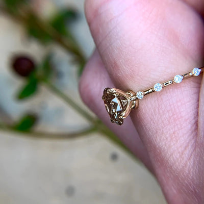 Olivenorma Delicate Oval Cut Smoky Quartz Ring