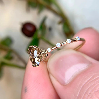 Olivenorma Delicate Oval Cut Smoky Quartz Ring