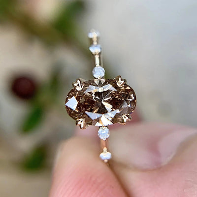 Olivenorma Delicate Oval Cut Smoky Quartz Ring