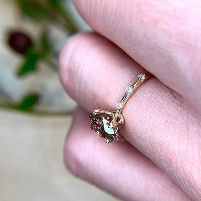 Olivenorma Delicate Oval Cut Smoky Quartz Ring