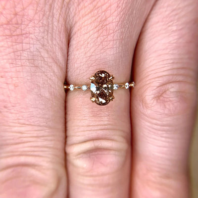 Olivenorma Delicate Oval Cut Smoky Quartz Ring