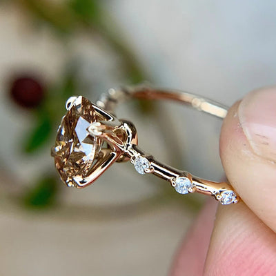 Olivenorma Delicate Oval Cut Smoky Quartz Ring