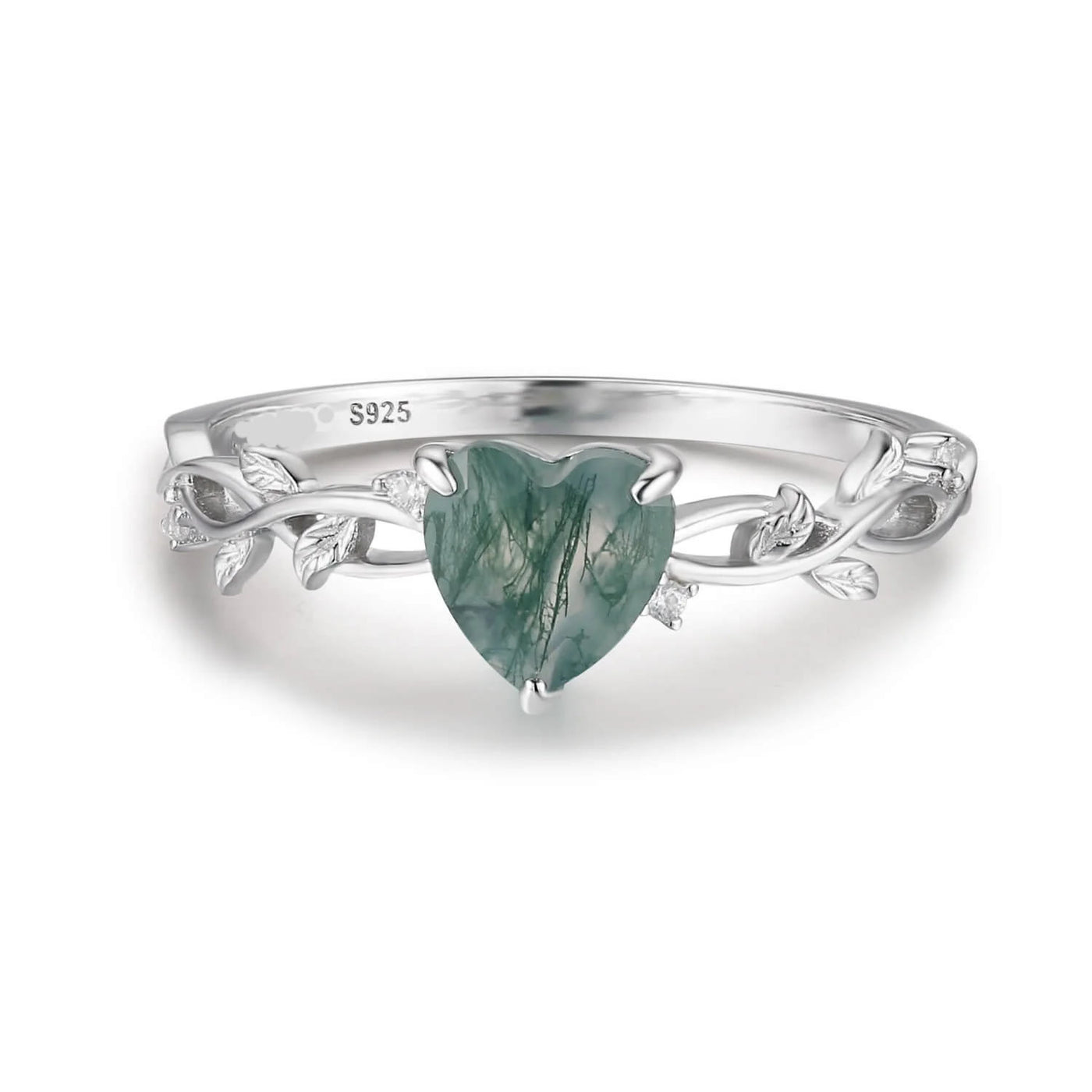 Olivenorma Heart Cut Moss Agate Earrings Necklace Ring