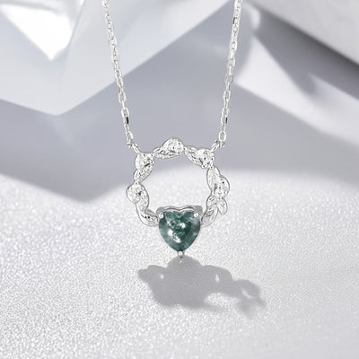 Olivenorma Heart Cut Moss Agate Earrings Necklace Ring
